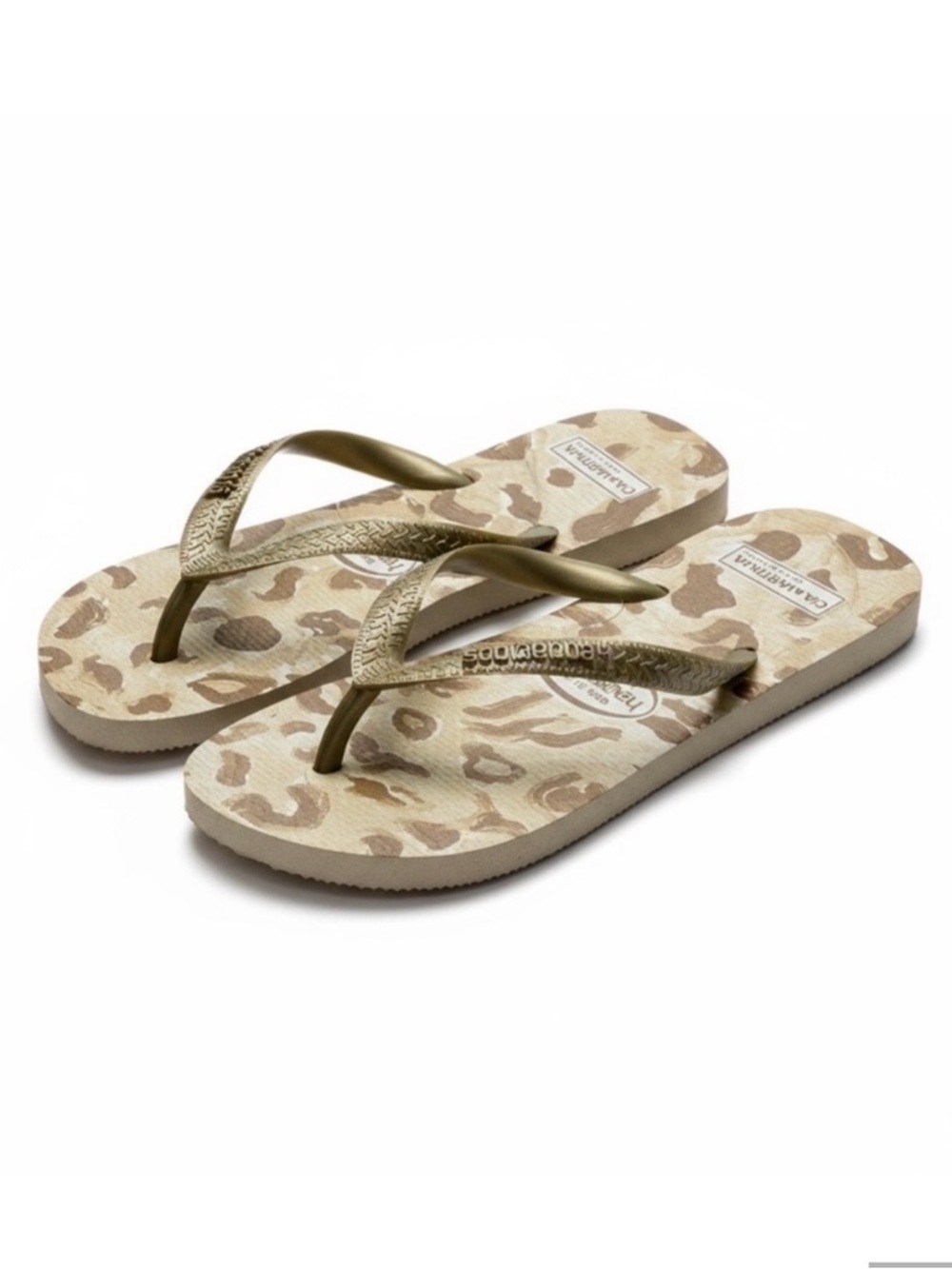 new Havaianas x CIA Maritima ☼ Limited Ed Flip Flops ☼ Metallic Gold Leopard ☼